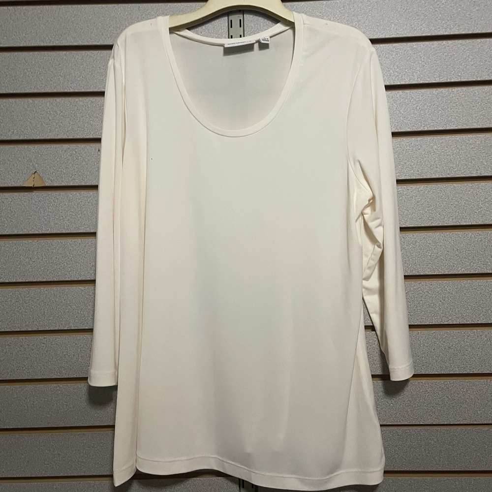 Susan Graver Essentials Large Long Sleeve Top Blouse Shirt Liquid Knit